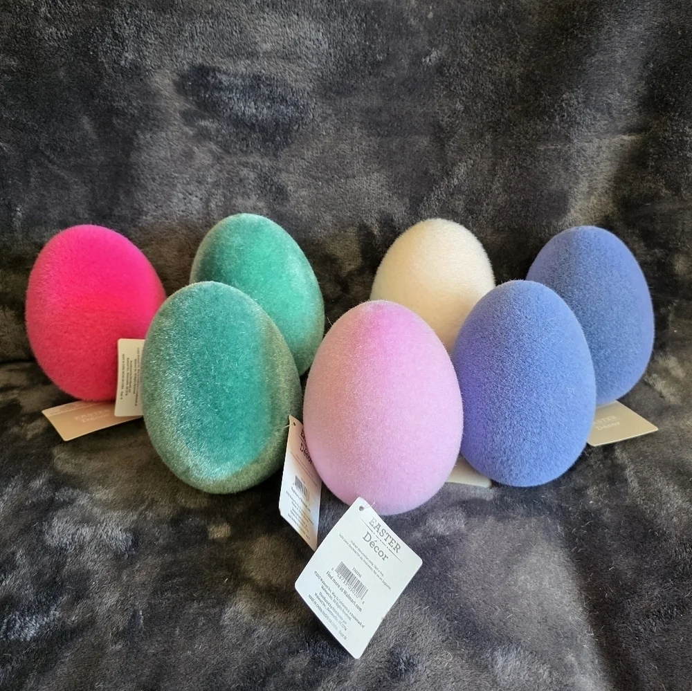 NEW Easter/ spring Flocked Easter Egg Decor Bundle of 7 size 6'